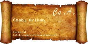 Csaby Arikán névjegykártya